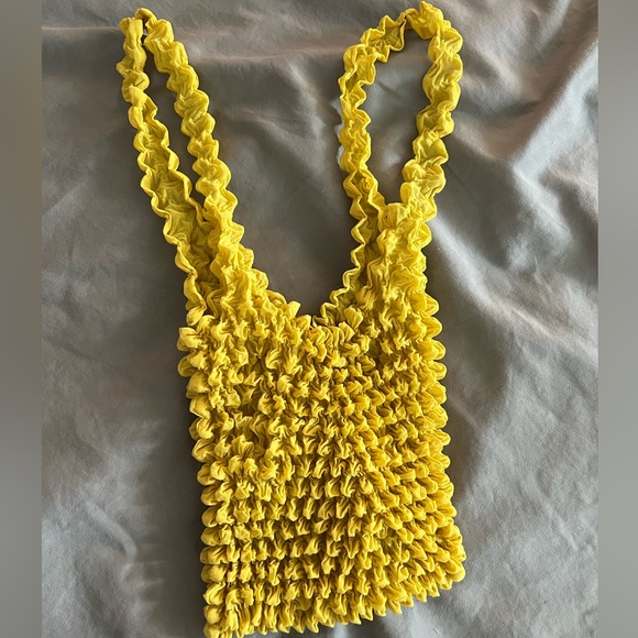 Y2K 90’s vintage stretchy yellow popcorn magic bubble mini shoulder bag purse - Picture 2 of 4